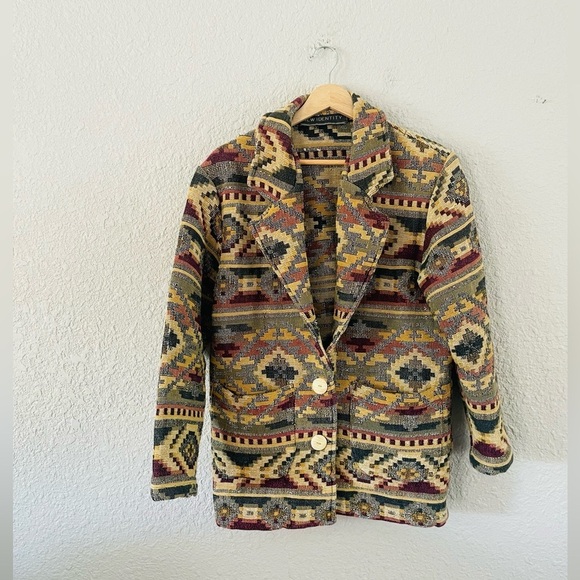 Vintage New Identity Hand Woven Tapestry Blazer Jacket - Picture 1 of 12